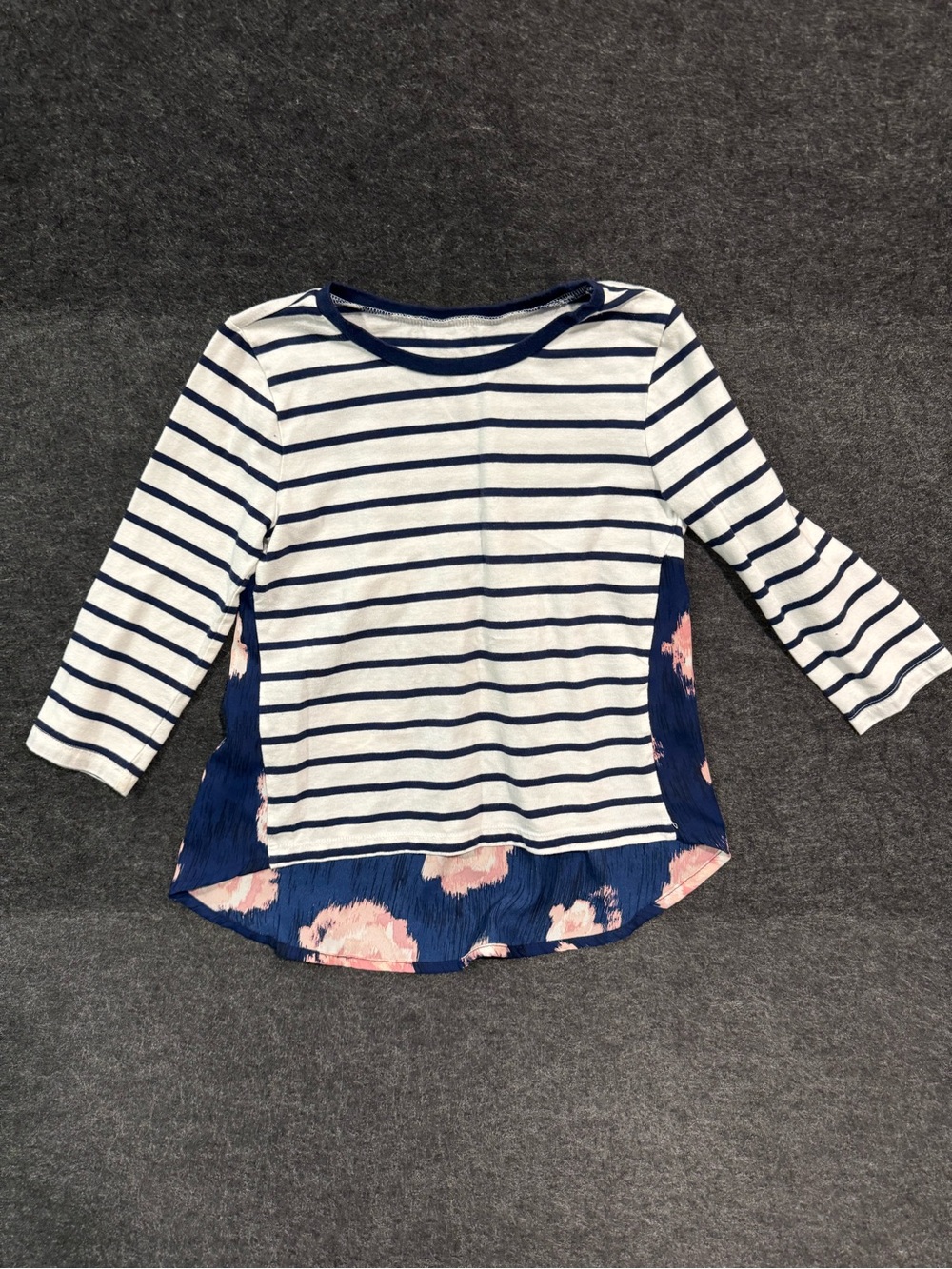 GAP Navy & White Striped Long Sleeve Top with Pink Floral Back